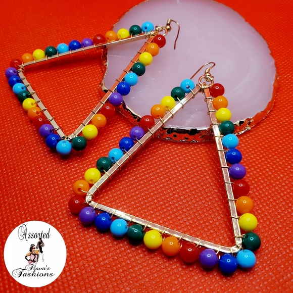 Rainbow Beaded Earrings - Picture 4 of 9